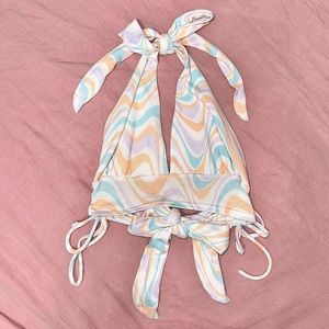 Vintage Swirl Plunging Neck Top - Size S